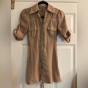 BKE Tan Button-Up embellished Western shirt small